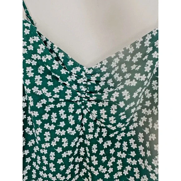 Princess Polly Green White Floral Spaghetti Strap Dress Size 2 - Picture 4 of 7